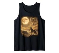 Wolf Howling at the Moon Retro 90s Meme Wildlife Wolf Lovers Tank Top