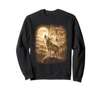 Wolf Howling at the Moon Retro 90s Wildlife Lover Animal Men Sweatshirt