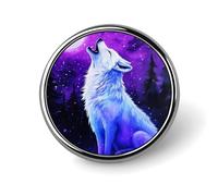 Wolf Howling at The Moon Round Brooches Colorful Fashion Button Pins Badge for Backpacks Shirts Scarf