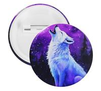 Wolf Howling at The Moon Round Tinplate Brooches Colorful Fashion Button Pins Badge for Backpacks Shirts Scarf