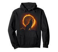 Wolf Howling at the Moon Solar Eclipse Alpha Lunar Mountain Pullover Hoodie