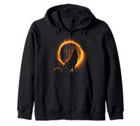 Wolf Howling at the Moon Solar Eclipse Alpha Lunar Mountain Zip Hoodie