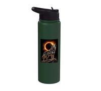 Wolf Howling at the Moon Total Solar Eclipse Alpha Mountain Stainless Steel Insulated Water Bottle