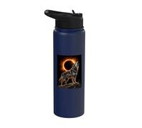 Wolf Howling at the Moon Total Solar Eclipse Alpha Mountain Stainless Steel Insulated Water Bottle