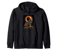 Wolf Howling at the Moon Total Solar Eclipse Alpha Mountain Zip Hoodie