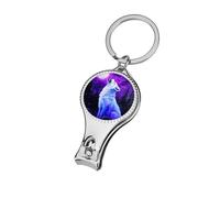 Wolf Howling at The Moon Trendy Nail Clippers Metal Heavy Duty Sharp Toenail Fingernail Cutter with Nail File