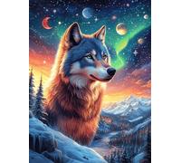 Wolf Howling at The Moon Under The Stars 1000 Piece Jigsaw Puzzle Pack Wildlife Pet Teens Beginners Cognitive Development Puzzle Fans Group Play Anniversary Recycled Cardboard 1000 PCS