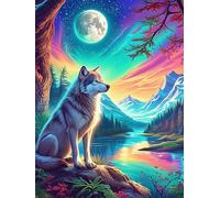 Wolf Howling at The Moon Under The Stars 300 Piece Jigsaw Puzzle for Adults Wildlife Pet Snow Day Activity Indoor Fun No Dust Pieces Great Gift for Neighbors 300 PCS