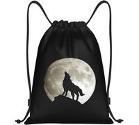 Wolf Howling At The Moon Unisex Swimming Bags Large Pe Bag Lightweight String Backpack For Climbing Gym Picnic