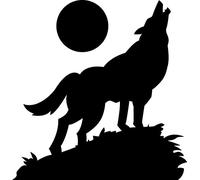 Wolf Howling at The Moon Wall Art, Sticker, Decal - 4 Sizes - 12 Colours #1 (Medium)