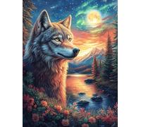 Wolf Howling at The Sunset 500 Pcs Jigsaw Puzzle Bundle Scenery Science Fiction Family Puzzle Lovers Fun Family Game Mindful Activity Spring Cardboard 500 PCS