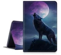 Wolf Howling Case for iPad Pro 11 inch (2024 Model, 5th Gen), Shockproof PU Leather Folding Adjustable Stand Case with Auto Sleep/Wake for 11" iPad Pro 5th Gen 2024