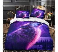 Wolf Howling Comforter Cover 3D Print Anti-allergic 3PCs Bed Linen Hidden Zipper Fantasy Cosmic Quilt Cover Ultra Soft Breathable for Teens Youth Adults Women Kids Boys Super king（260x220cm）