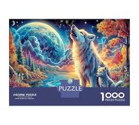 Wolf Howling DIY Jigsaw Puzzle 1000 PC Cosmic Wolf focusing on Logic Skill Development for Party Games, Best Gift for Puzzle Lovers 70x50cm/1000pcs