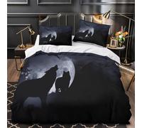 Wolf Howling Duvet Cover 3D Design Printed Anti-allergic 3 Pieces Bedding Set Zipper Night Fantasy Comforter Cover Super Soft Breathable for Teens Kids Girls Boys Women Adults Single（135x200cm）