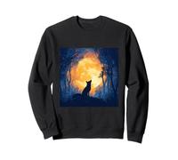Wolf Howling Full Moon Forest Night Art Sweatshirt
