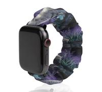 Wolf Howling Glowing Crystals Watch Strap Fashion Scrunchies Stretchy | Soft Fabric Wristbands Compatible with iWatch Series 6 5 4 3 2 1
