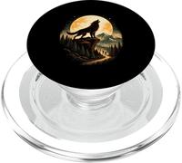 Wolf Howling Illustration Sunset Graphic Nature Wildlife PopSockets PopGrip for MagSafe