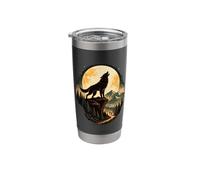 Wolf Howling Illustration Sunset Graphic Nature Wildlife Stainless Steel Insulated Tumbler