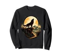 Wolf Howling Illustration Sunset Graphic Nature Wildlife Sweatshirt
