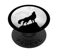Wolf Howling in Moon Light Lone Wolf PopSockets Adhesive PopGrip