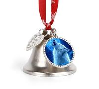 Wolf Howling in Moon Personalised Christmas Bells Xmas Tree Decorations Ornaments Hanging Charms