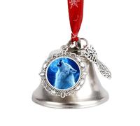 Wolf Howling in Moon Personalised Christmas Bells Xmas Tree Decorations Ornaments Hanging Charms
