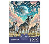 Wolf Howling in Wasteland 1000 Pieces Premium Jigsaw Animal Age 12+ Cool Collage Effect, Fun Details, Educational, Challenging 70x50cm/1000pcs