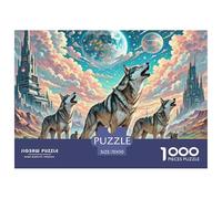 Wolf Howling in Wasteland 1000 Pieces Premium Jigsaw Animal Age 12+ Quirky, Abstract Design, Home Decoration, Educational, Challenging Puzzle Games 70x50cm/1000pcs