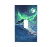 Wolf Howling Into The Night Mysterious Light Switch Cover Decorative Single Toggle 1 Gang Wall Plate for Kitchen Farmhouse Bedroom Bathroom Art Decor