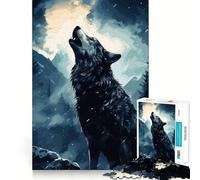 Wolf Howling Jigsaw Puzzle 1000 Piece Cognitive Fun Play Precise Interlock Structure Bonding Activity for Loved Ones (38x52cm)
