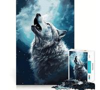 Wolf Howling Jigsaw Puzzles for Teenagers 1000 Mental Fun Game Clean Seamless Connection Engaging Way to Pass Free Hours (38x26cm)