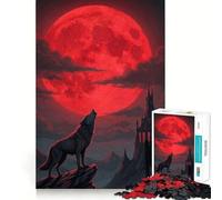 Wolf Howling Moon Castle Adults 1000 Pieces Puzzle Mental Focus Game Premium Laser Cut Quality Family Fun Night Activity (38x26cm)