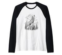 Wolf Howling Moon Sketch Realistic Wildlife Art Raglan Baseball Tee