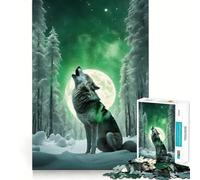 Wolf Howling Moonlight 1000 Piece Teenager Puzzles Cognitive Boost Fun Tight Lock No Loose Pieces Engaging Way to Pass Free Hours (38x26cm)