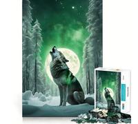 Wolf Howling Moonlight Jigsaw for Teenagers1000 Pieces Mental Boost Game Burr Free Clean Cut Pieces Easy to Learn Family Enjoyment (38x52cm)