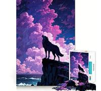 Wolf Howling Night Sky Jigsaw Puzzle 1000 Piece Focus Boost Fun Advanced Laser Cutting Tech Travel-friendly Brain Game Gift (38x52cm)