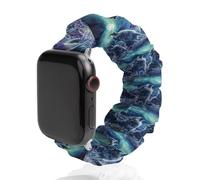 Wolf Howling Northern Lights Soft Elastic Scrunchie Watch Strap Compatible with IWatch Series 6 5 4 3 2 1 Printed Wristbands Bands