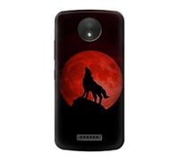 Wolf Howling Red Moon Case Cover For Motorola Moto C Plus
