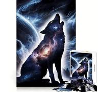 Wolf Howling Silhouette 1000 Piece Jigsaw Puzzles for Adults Teenagers Thought Training Mindful Leisure Uniform Cut Bday Surprise (38x26cm)