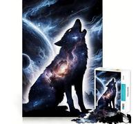 Wolf Howling Silhouette Jigsaw Puzzle 1000 Piece Cognitive Fun Play Precise Interlock Structure Bonding Activity for Loved Ones (50x75cm)