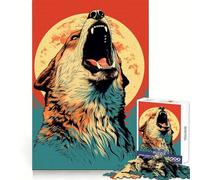 Wolf Howling To Blood Moon Jigsaw Puzzle for Adults 1000 Pieces Thought Training Calm Recreation Uniform Cut Festive Present (38x26cm)