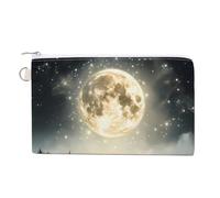 Wolf Howling to The Moon Coin Purse Canvas Change Pouch Small Organizer Bags Zippered Coin Case for Women Men