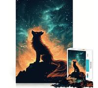 Wolf Howling Under Cosmic Fire Sky 1000-piece Jigsaw Puzzles Brain Fun Training Seamless Fit Precise Pieces Fascinating Hobby for Idle Moments (38x26cm)