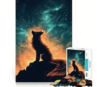 Wolf Howling Under Cosmic Fire Sky 1000 Piece Teenager Puzzles Cognitive Boost Fun Tight Lock No Loose Pieces Engaging Way to Pass Free Hours (50x75cm)