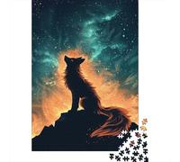 Wolf Howling Under Cosmic Fire Sky Jigsaw Puzzle for Adults, 1000 Pieces Animal Puzzle, Quiet Weekend Activity, 38x26cm/1000pcs