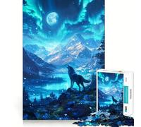 Wolf Howling Under Moon Jigsaw Puzzle 1000 Piece Focus Boost Fun Advanced Laser Cutting Tech Travel-friendly Brain Game Gift (38x26cm)