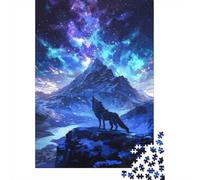 Wolf Howling Under Stars 1000-Piece Jigsaw Puzzle for Adults, 70x50cm/1000pcs, White Cardboard Construction, Screen-Free Leisure And Family Time