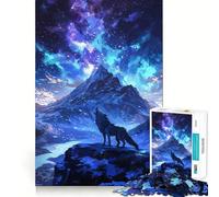 Wolf Howling Under Stars Jigsaw for Adults1000 Pieces Mind Boost Game Seamless Fit Precise Pieces Relaxing Indoor Group Activity (50x75cm)