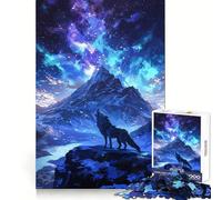 Wolf Howling Under Stars Jigsaw Puzzles for Adults 1000 Brain Memory Restful Activity Tight Lock Cozy Xmas Gift (50x75cm)